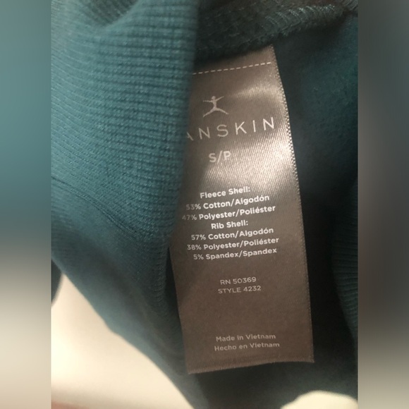 Danskin Women’s Mixed Rib Cozy Half Zip Hoodie Dark Sea - Small - Picture 3 of 3